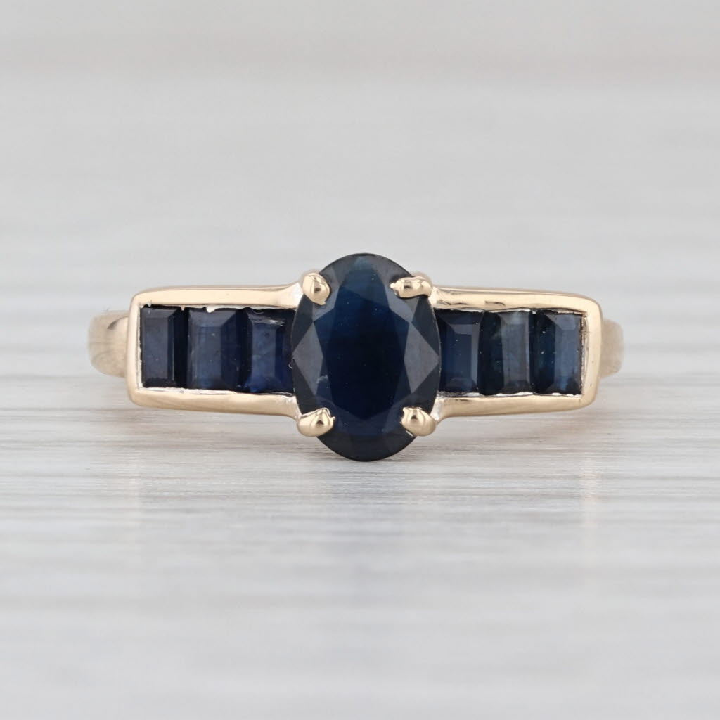 1.10ctw Oval Blue Sapphire Ring 10k Yellow Gold Size 5