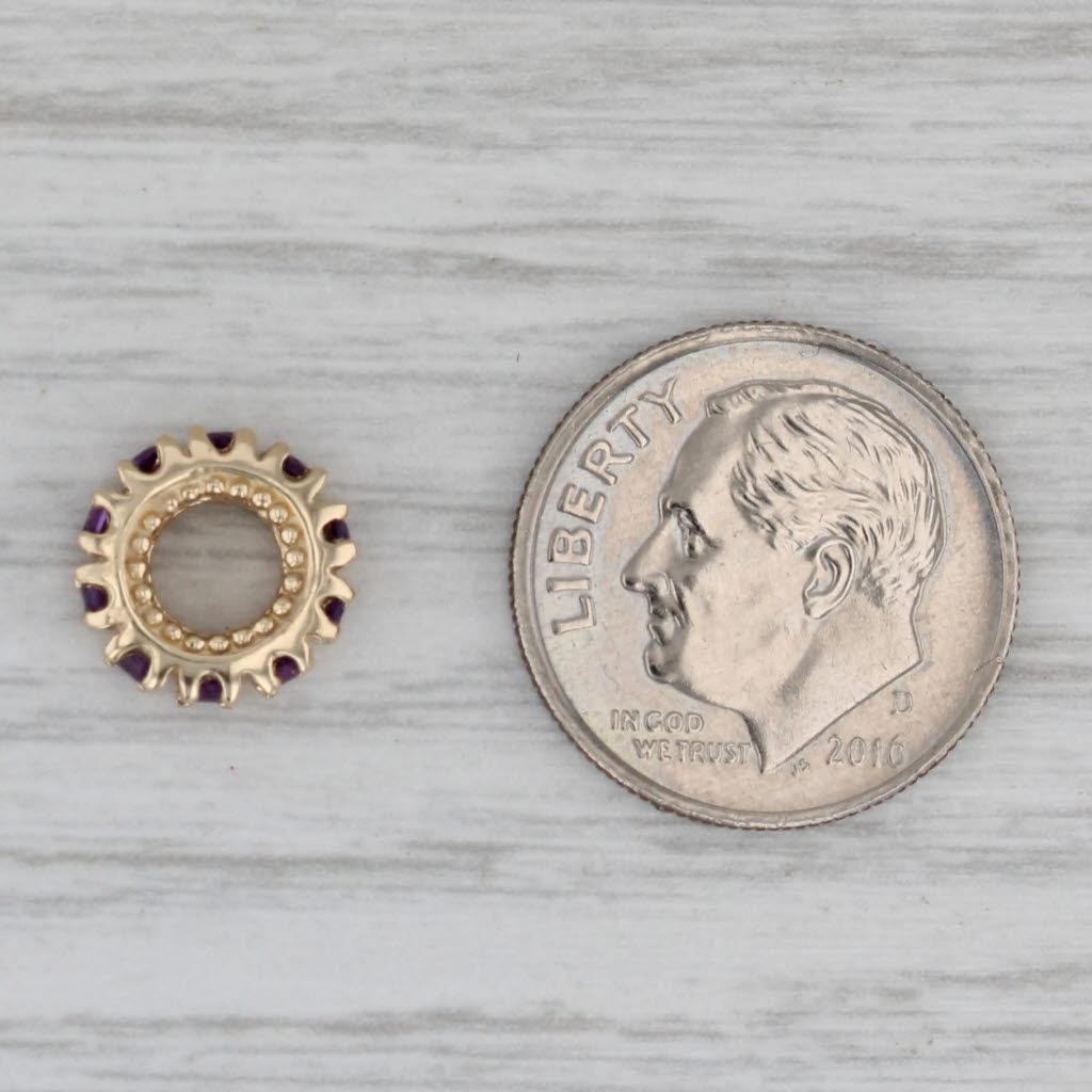 Gray Small 0.30ctw Amethyst Bead Spacer Charm 14k Yellow Gold Slide Rondel