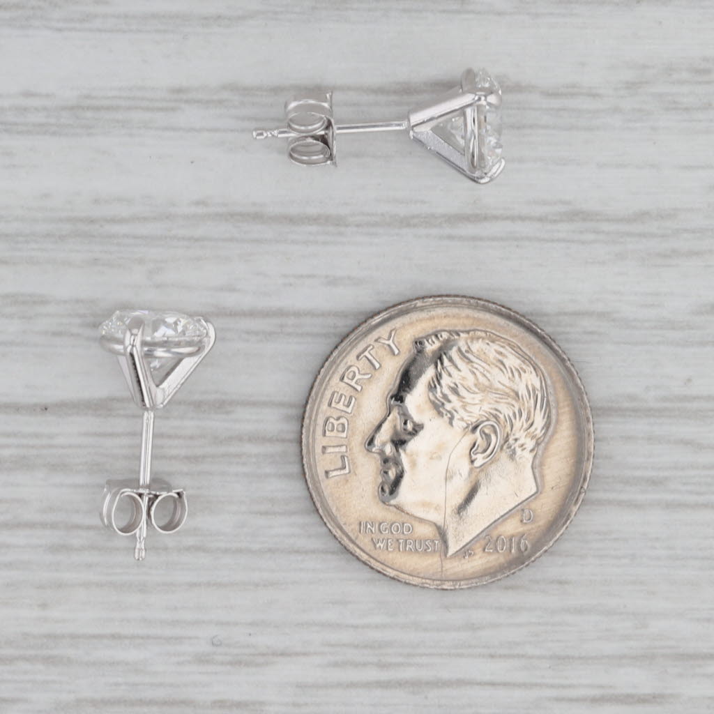 New 2ctw Lab Grown Round Diamond Stud Earrings 14k Gold IGI VVS1-VS2 D-E Studs