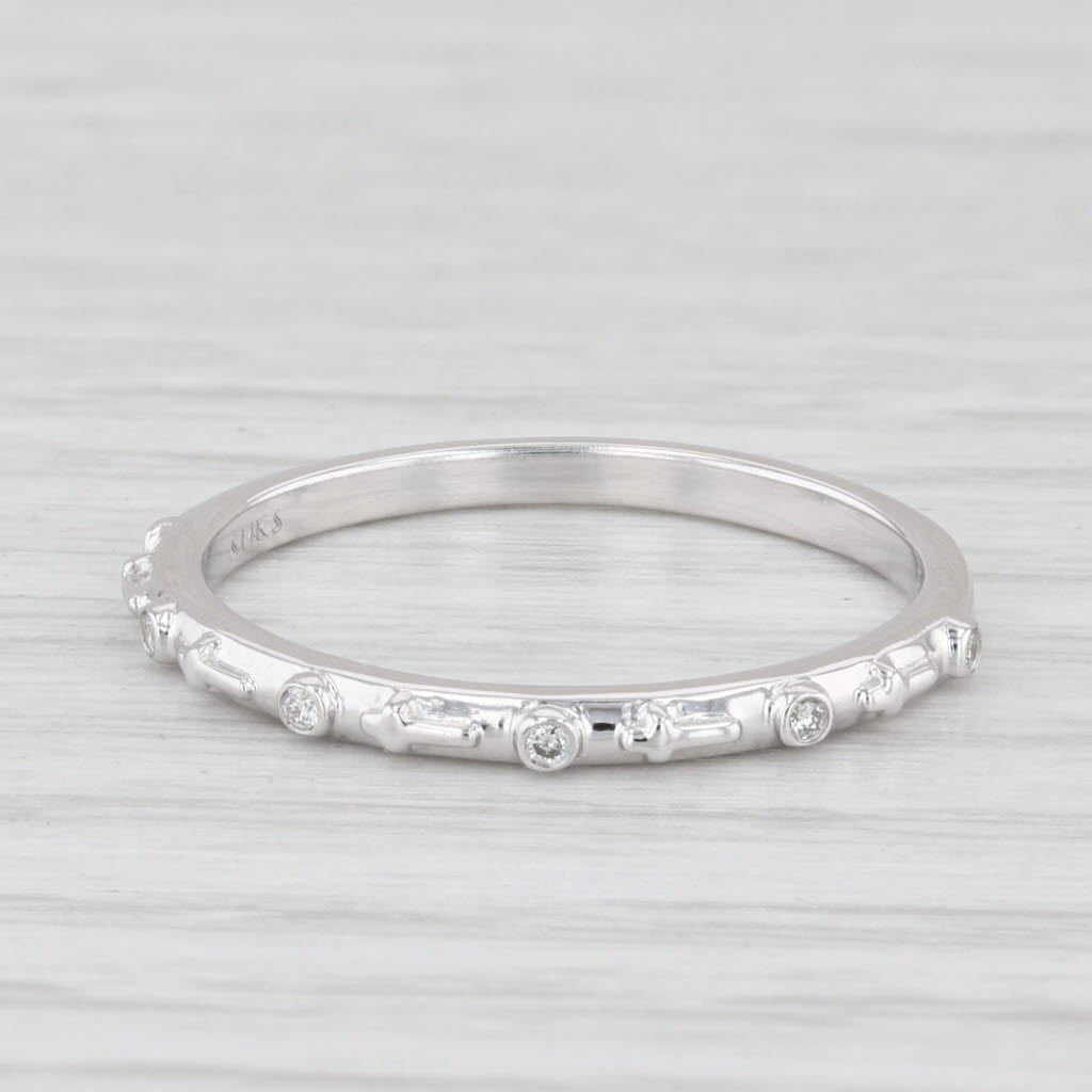 Light Gray New Diamond Stackable Ring 14k White Gold Size 6 Wedding Band