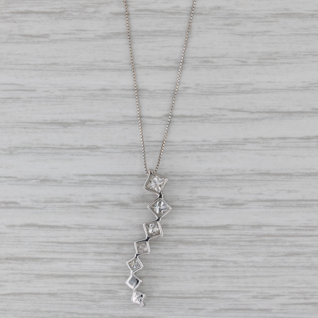 Gray 0.71ctw Diamond Journey Pendant Necklace 14k White Gold 19.5" Box Chain