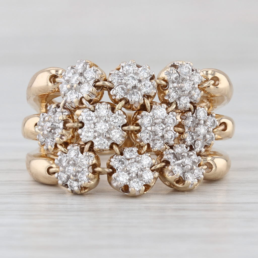 Sonia B 0.40ctw Diamond Cluster Ring14k Yellow Gold Size 10 Cocktail Moves