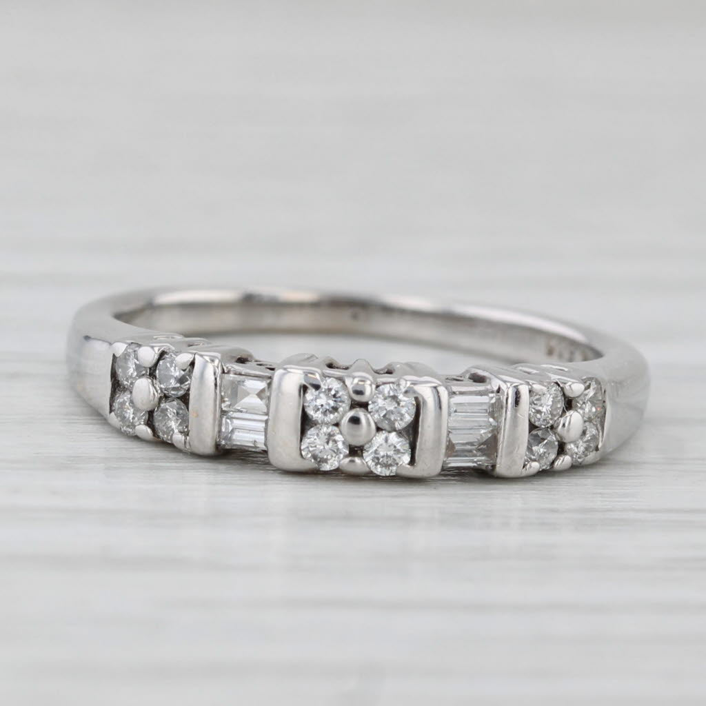 0.11ctw Diamond Wedding Band 14k White Gold Size 5.5 Stackable Anniversary Ring