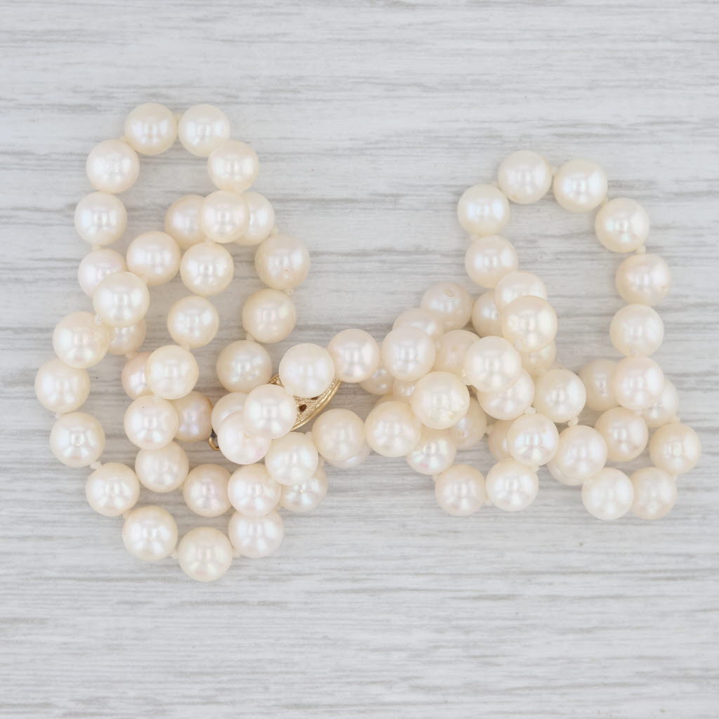 20.75" Cultured Pearl Necklace 14k Gold Clasp 6mm Single Strand