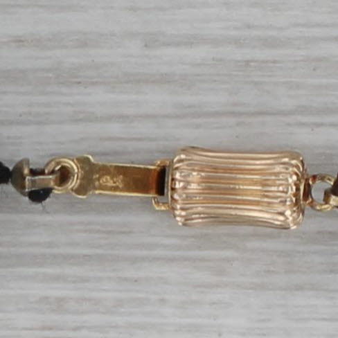 Dark Gray Onyx Bead Necklace 14k Yellow Gold Statement 16.5"