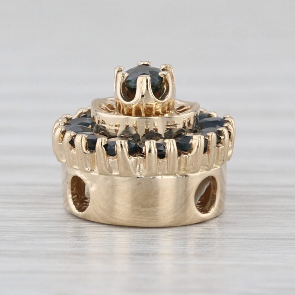 Richard Klein Blue Sapphire Slide Bracelet Charm 14k Yellow Gold Vintage