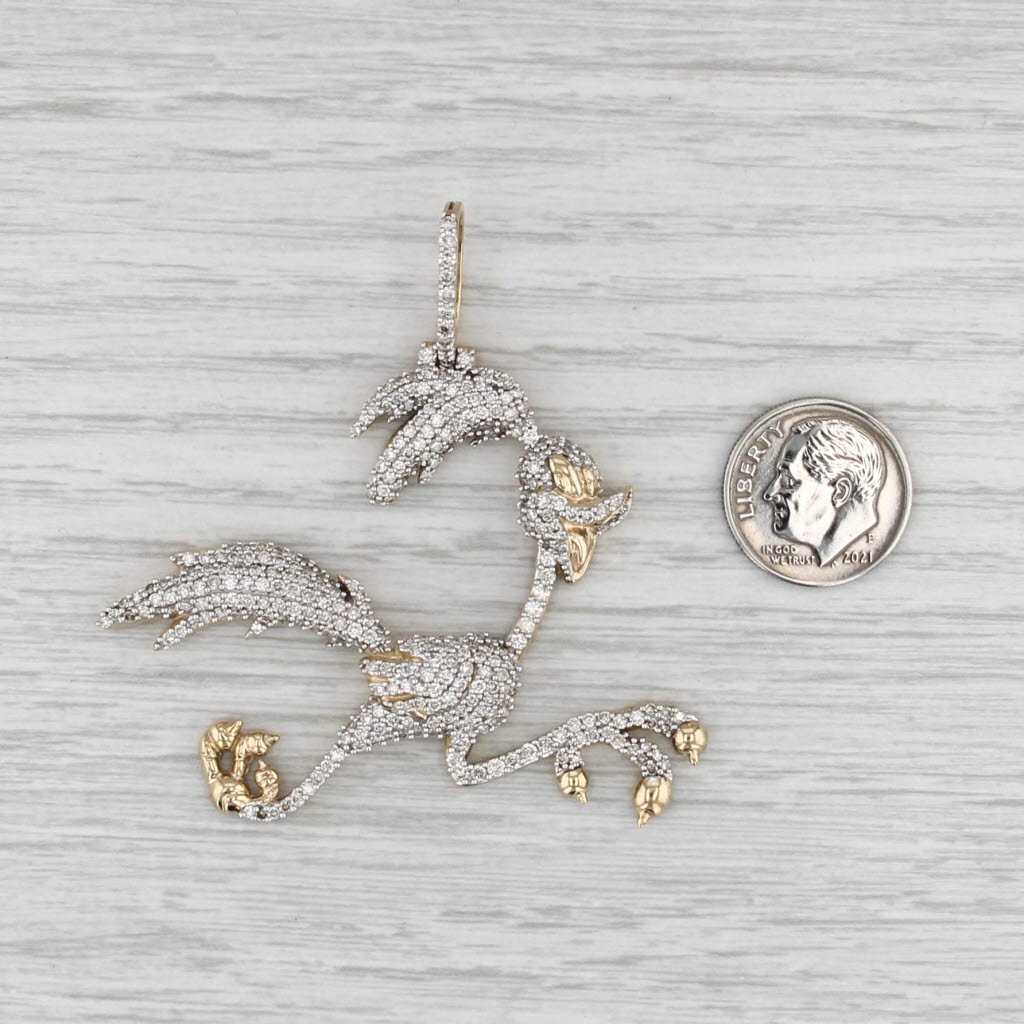 3ctw Diamond Roadrunner Pendant 10k Yellow White Gold WB Cartoon