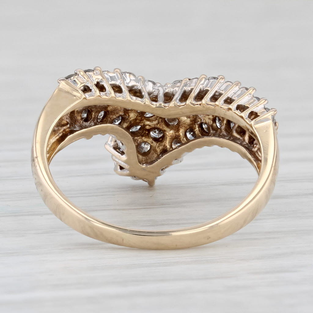 Light Gray 1ctw Pave Diamond Contoured V Ring 14k Yellow Gold Size 7.5