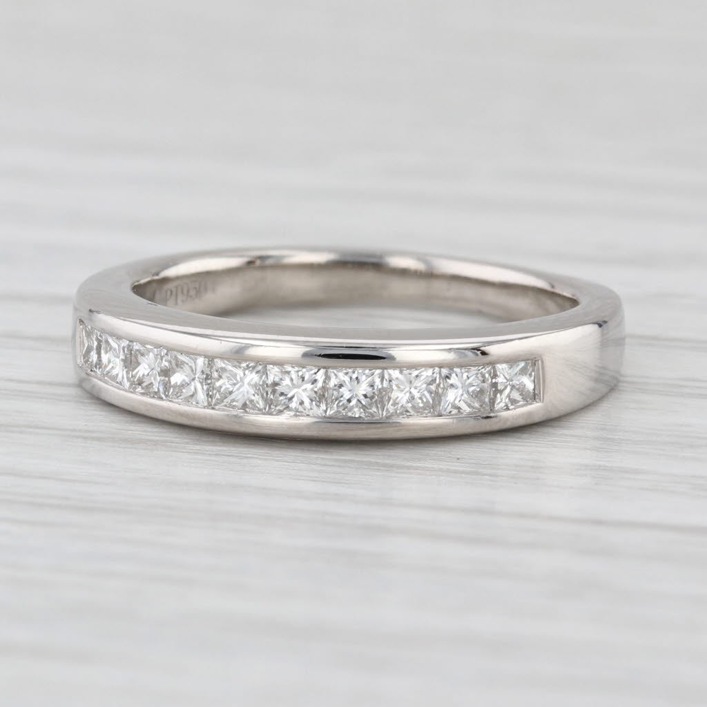 0.50ctw VS2 Channel Set Princess Wedding Band 950 Platinum Size 6-6.25 Ring