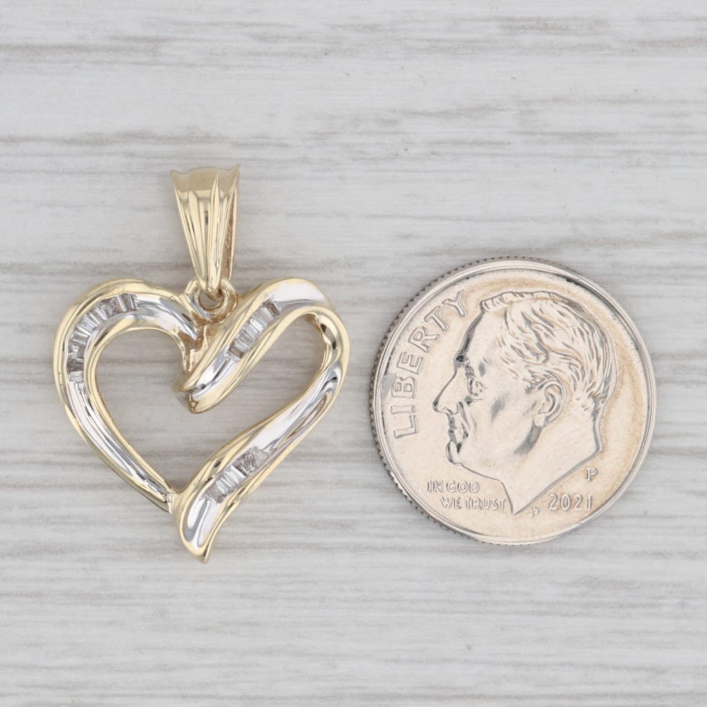 Light Gray 0.13ctw Diamond Open Heart Pendant 10k Yellow Gold