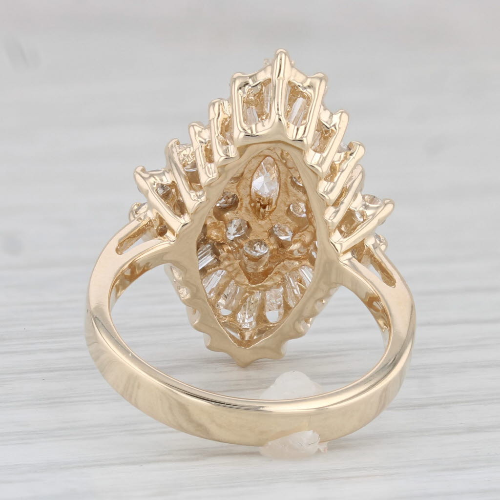 Light Gray 1.66ctw Diamond Cluster Engagement Ring 14k Yellow Gold Size 5.5 Engagement