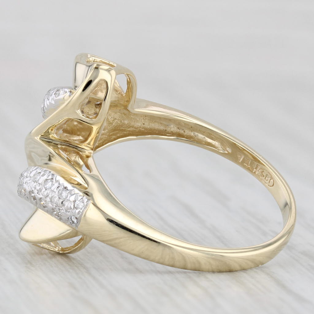 Light Gray 0.15ctw Diamond Bypass Ring 14k Yellow Gold Size 8