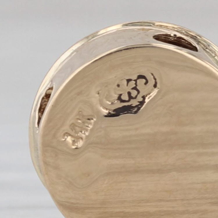 Old Victoria 0.12ct Gemstone Flower Slide Bracelet Charm 14k Yellow Gold Vintage