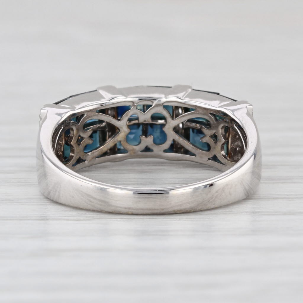 2.52ctw Blue Sapphire Diamond Ring 14k White Gold Size 7.25 Stackable
