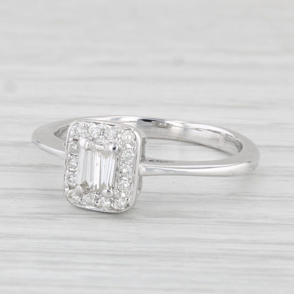 Light Gray 0.17ctw Diamond Halo Engagement Ring 14k White Gold Size 5