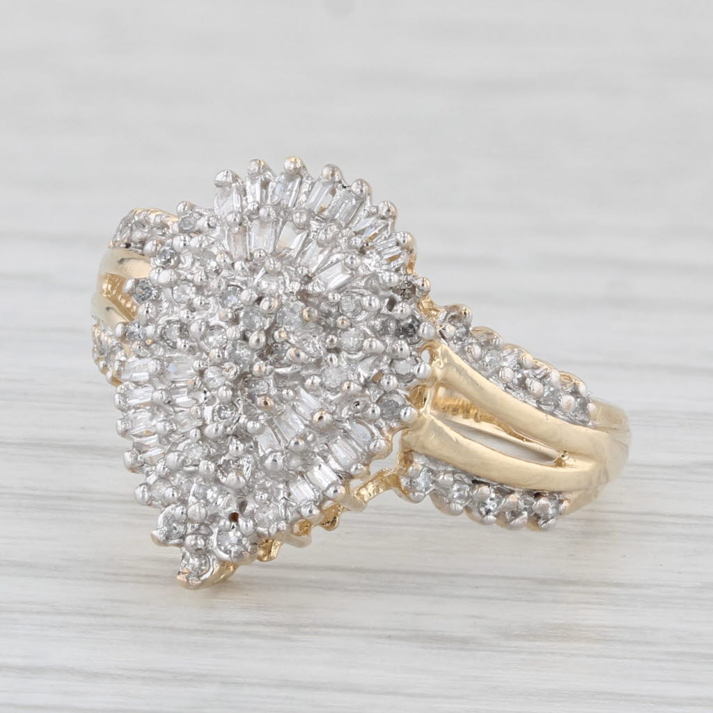 Light Gray 0.26ctw Diamond Cluster Teardrop Ring 10k Yellow Gold Size 6.25
