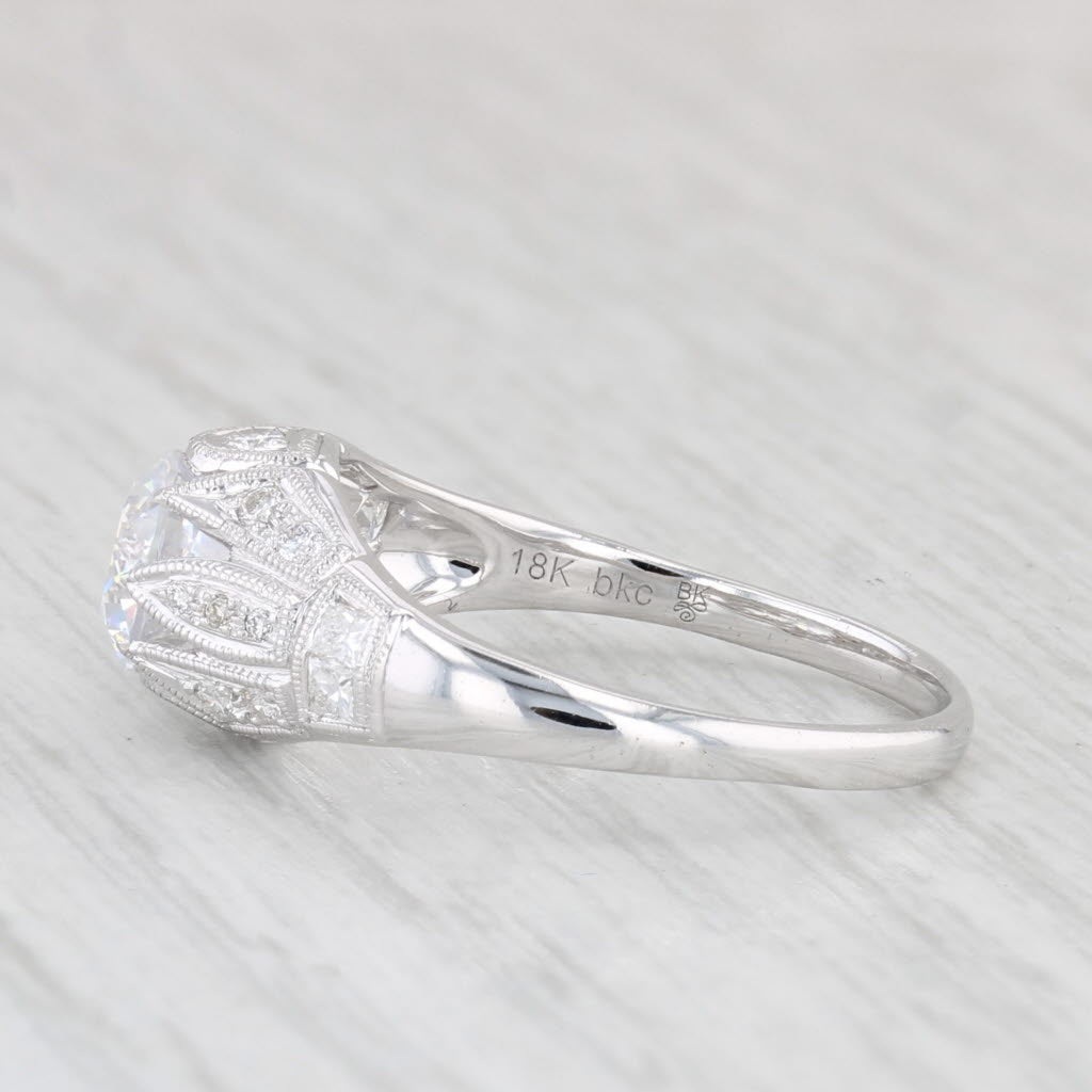 Light Gray New Beverley K Round Semi Mount Engagement Ring 18k White Gold Diamond Size 6.5