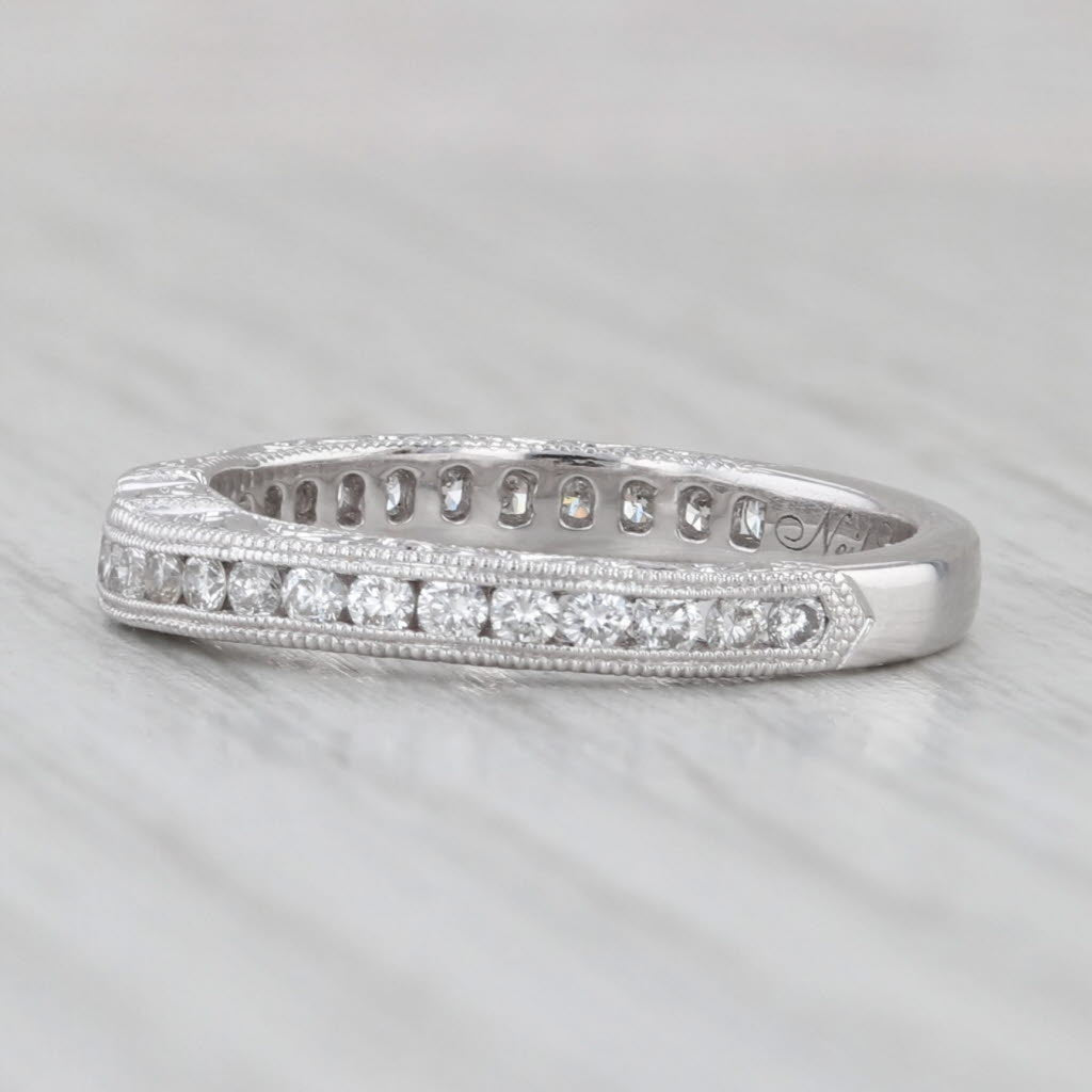Light Gray Neil Lane 0.48ctw Diamond Wedding Band 14k White Gold Ornate Pattern Ring