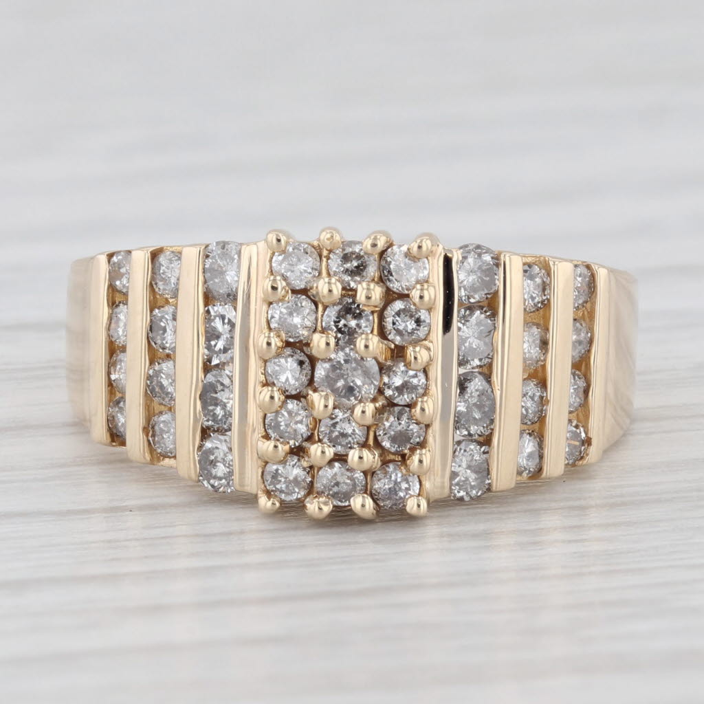 Light Gray 0.78ctw Diamond Cluster Ring 10k Yellow Gold Size 8