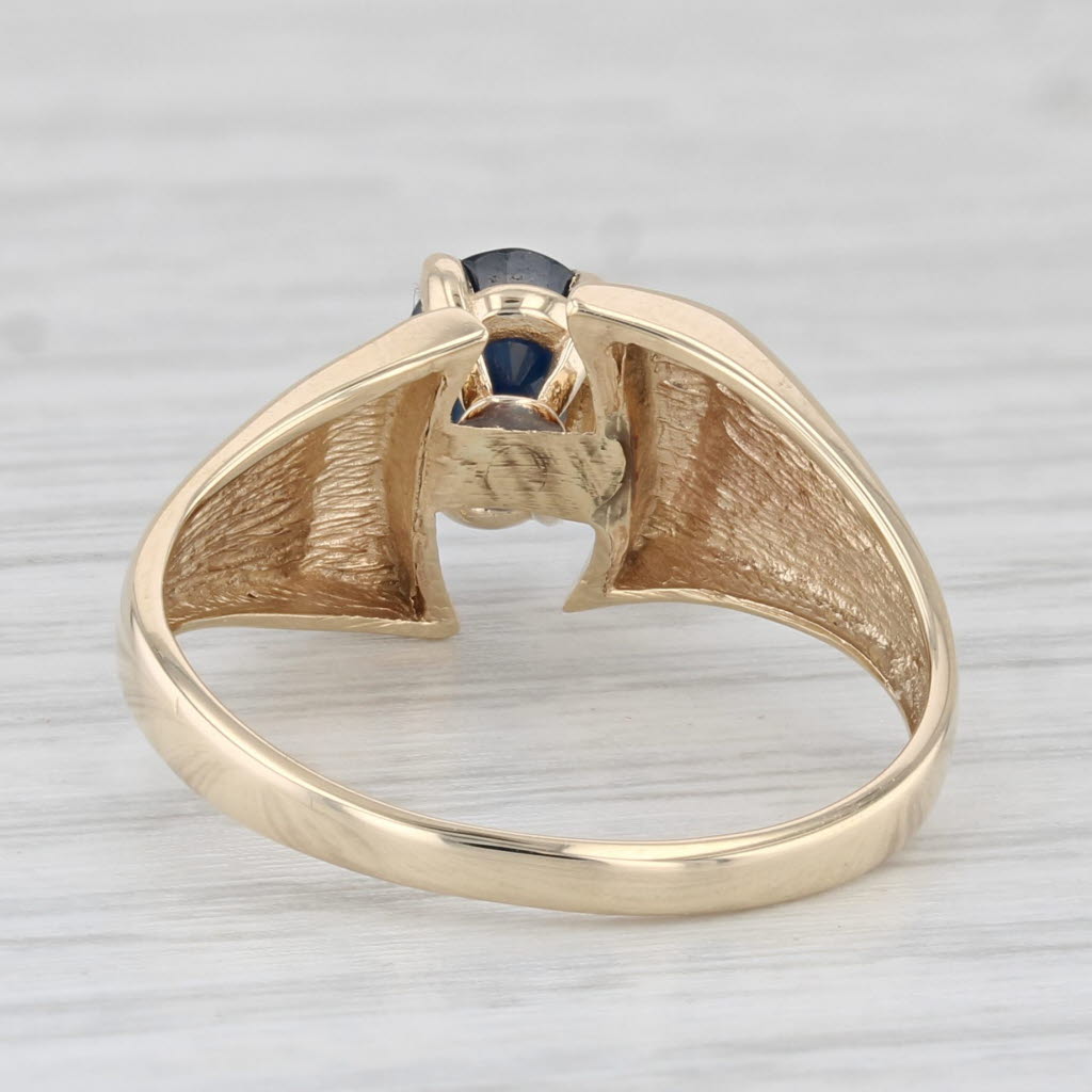 Light Gray 1.10ct Oval Blue Sapphire Solitaire Ring 14k Yellow Gold Size 8