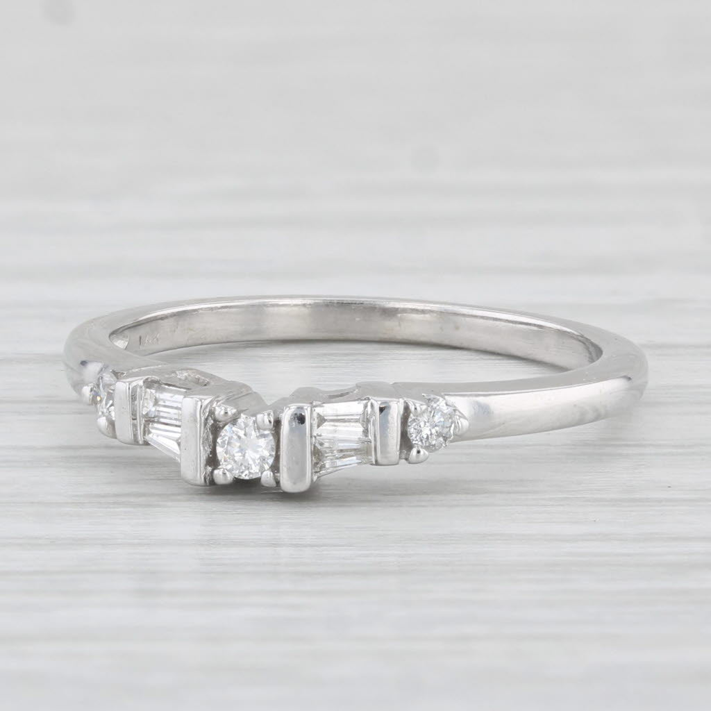 Light Gray 0.17ctw Diamond Wedding Band 14k White Gold Size 6.75 Stackable Ring