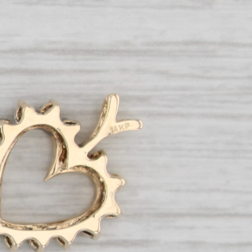 Gray 0.44ctw Diamond Open Heart Pendant 14k Yellow Gold Small Drop