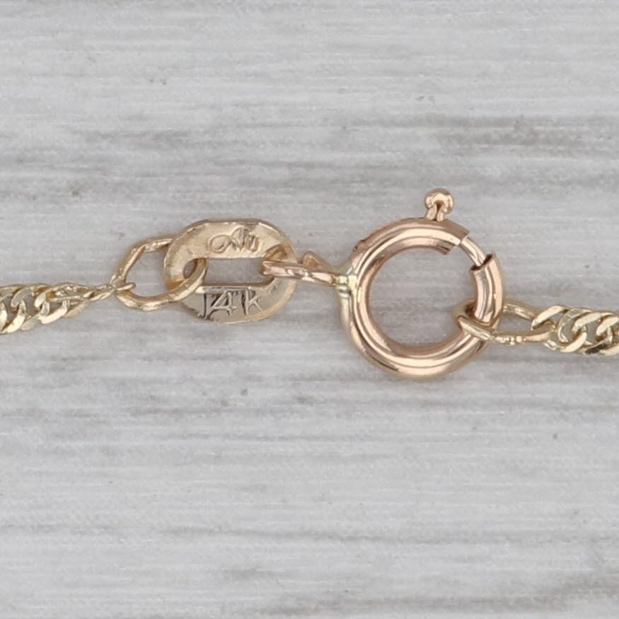 Gray Lock & Key Lavalier Necklace 14k Yellow Gold 17" Singapore Chain