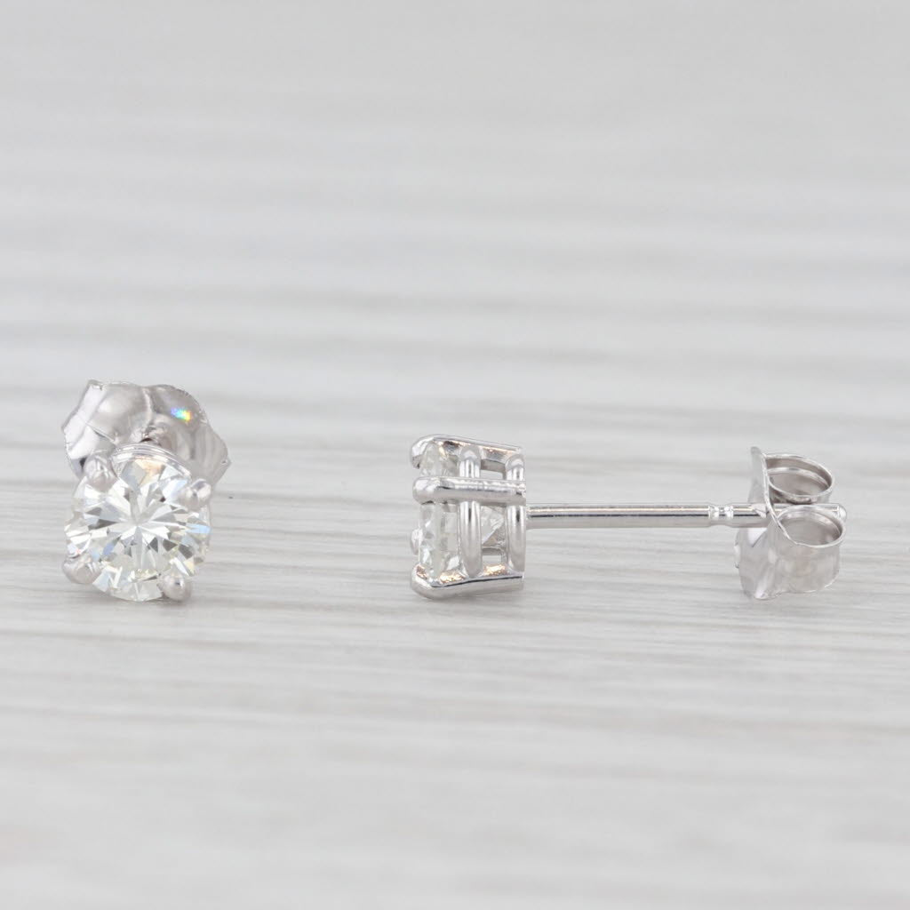 Light Gray New 0.47ctw Diamond Stud Earrings 14k White Gold Round Solitaire Studs