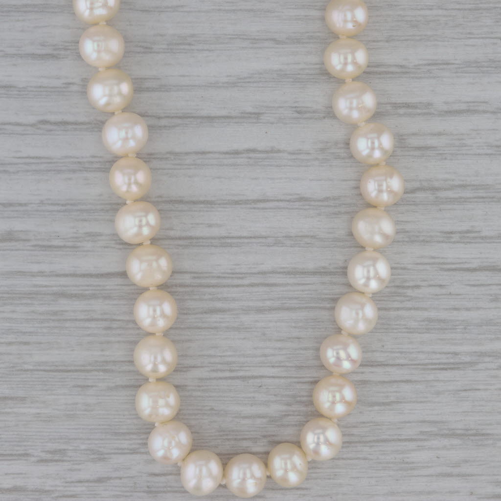 Dark Gray Cultured Pearl Bead Single Strand Necklace 14k Gold Clasp 18.25" 7-7.5mm
