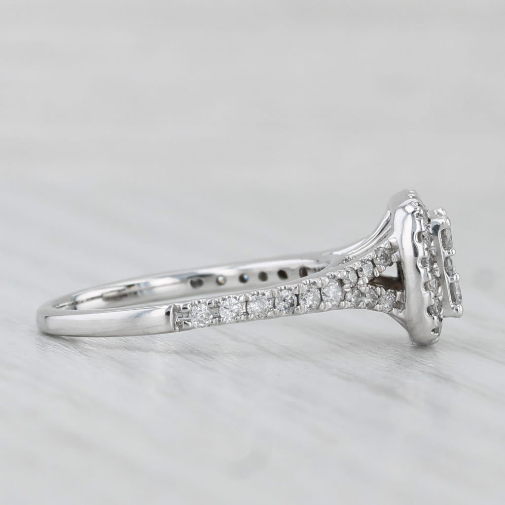 Light Gray 0.66ctw Diamond Halo Engagement Ring 14k White Gold Size 6