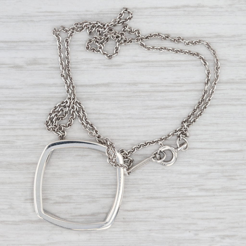 Light Gray Tiffany & Co Gehry Torque Necklace w/ Pouch Sterling Silver Circle Pendant 16"