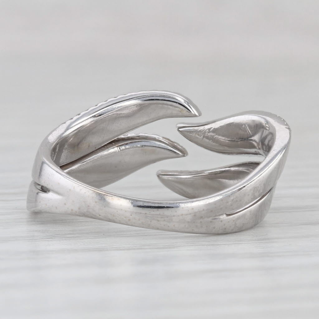 Light Gray Shy Pave 0.40ctw Diamond Bypass Ring 14k White Gold Size 7.5