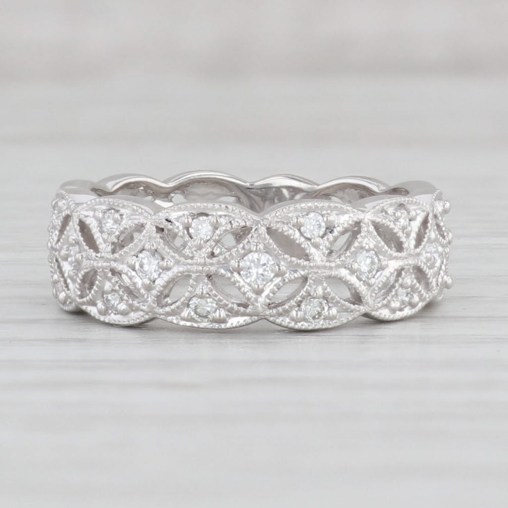 Light Gray New 0.16ctw Diamond Eternity Ring 900 Platinum Sz 6.5 Stackable Band Anniversary
