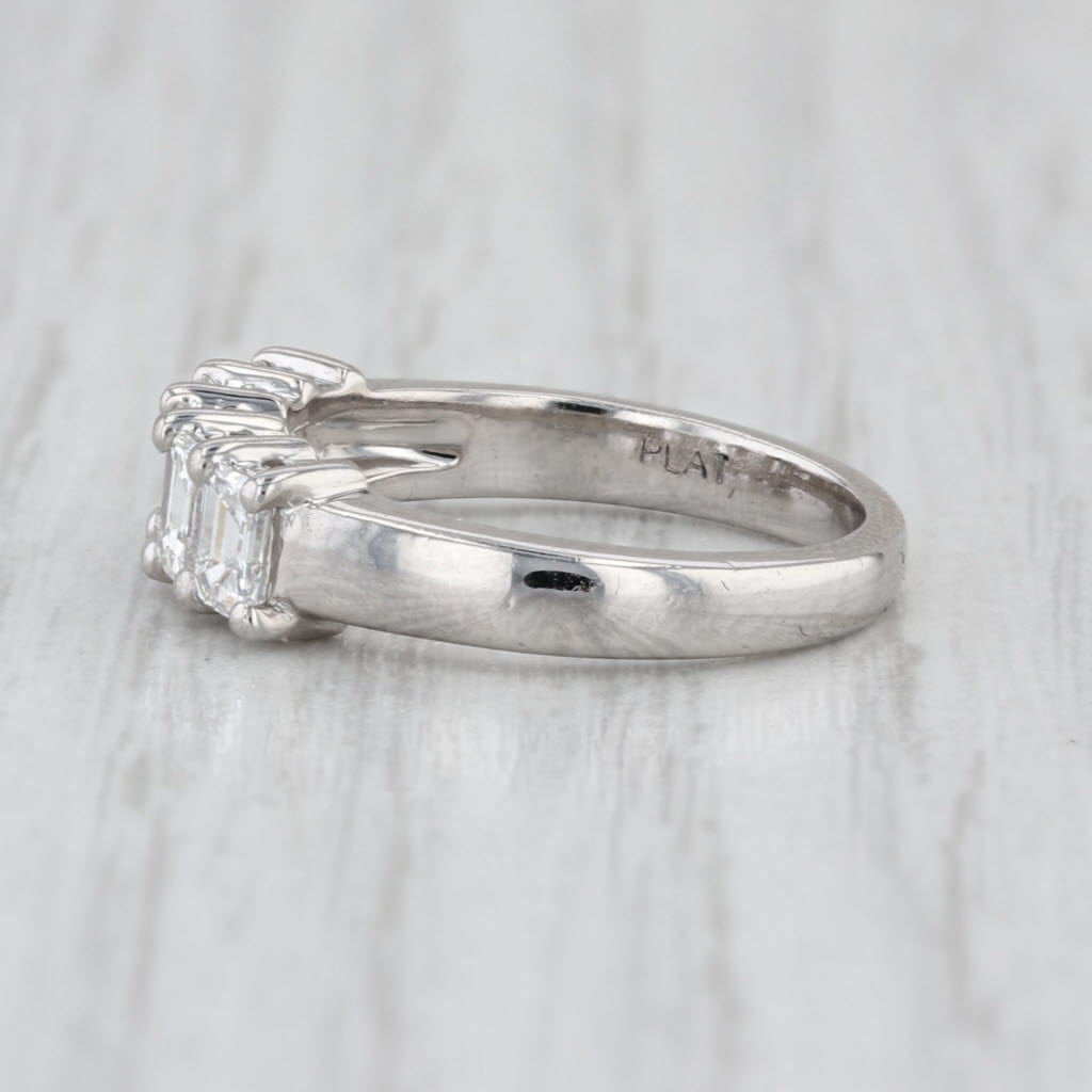0.90ctw Diamond 5-Stone Ring Platinum Sz 4.5 Wedding Anniversary Band Stackable