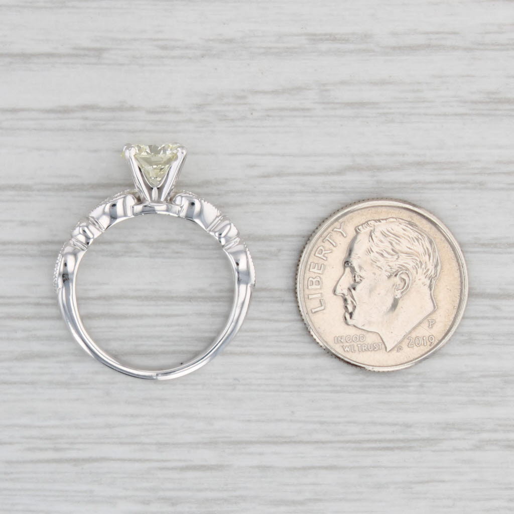 Light Gray 1.25ctw VS1 Round Diamond Engagement Ring 14k White Gold Size 5.25 GIA