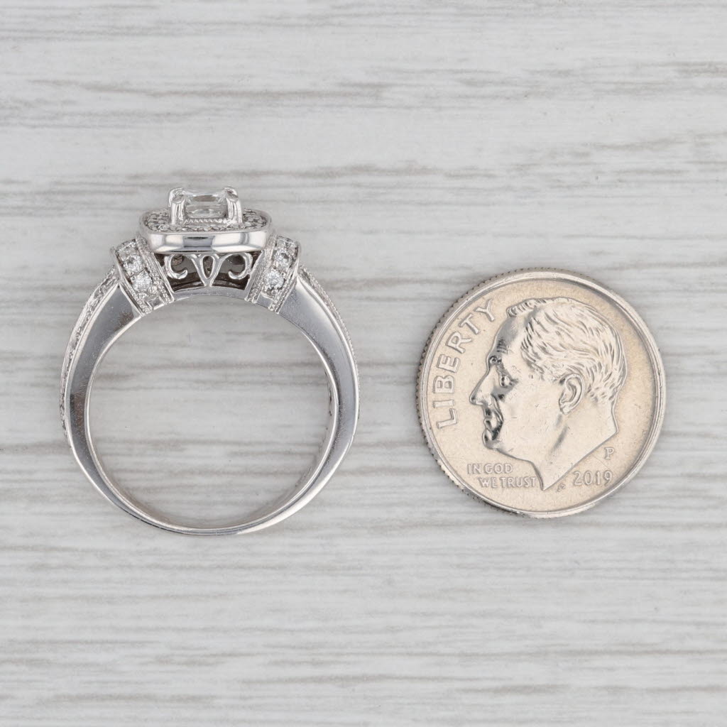 Gray 0.97ctw Princess Diamond Halo Engagement Ring 14k White Gold Size 6.25