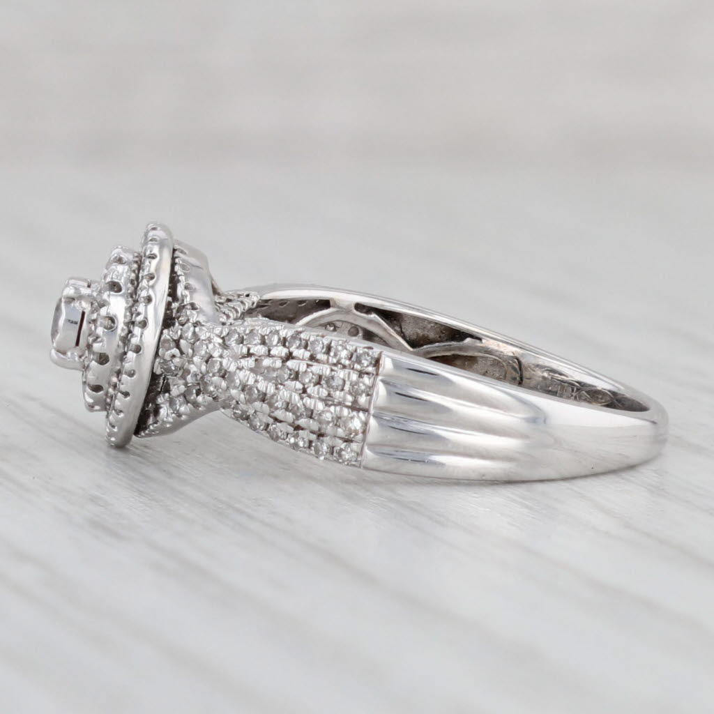 Light Gray 0.27ctw Round Diamond Halo Engagement Ring 10k White Gold Size 7