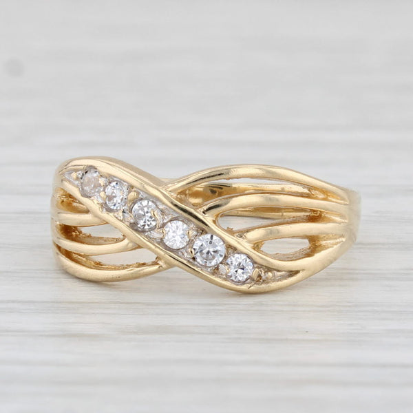 0.10ctw Cubic Zirconia Ring 18k Yellow Gold Size 4.5 Cross Over Band