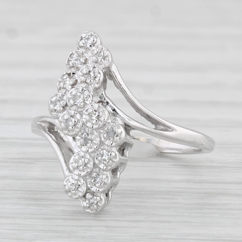 Light Gray Diamond Bypass Ring 10k White Gold Size 4