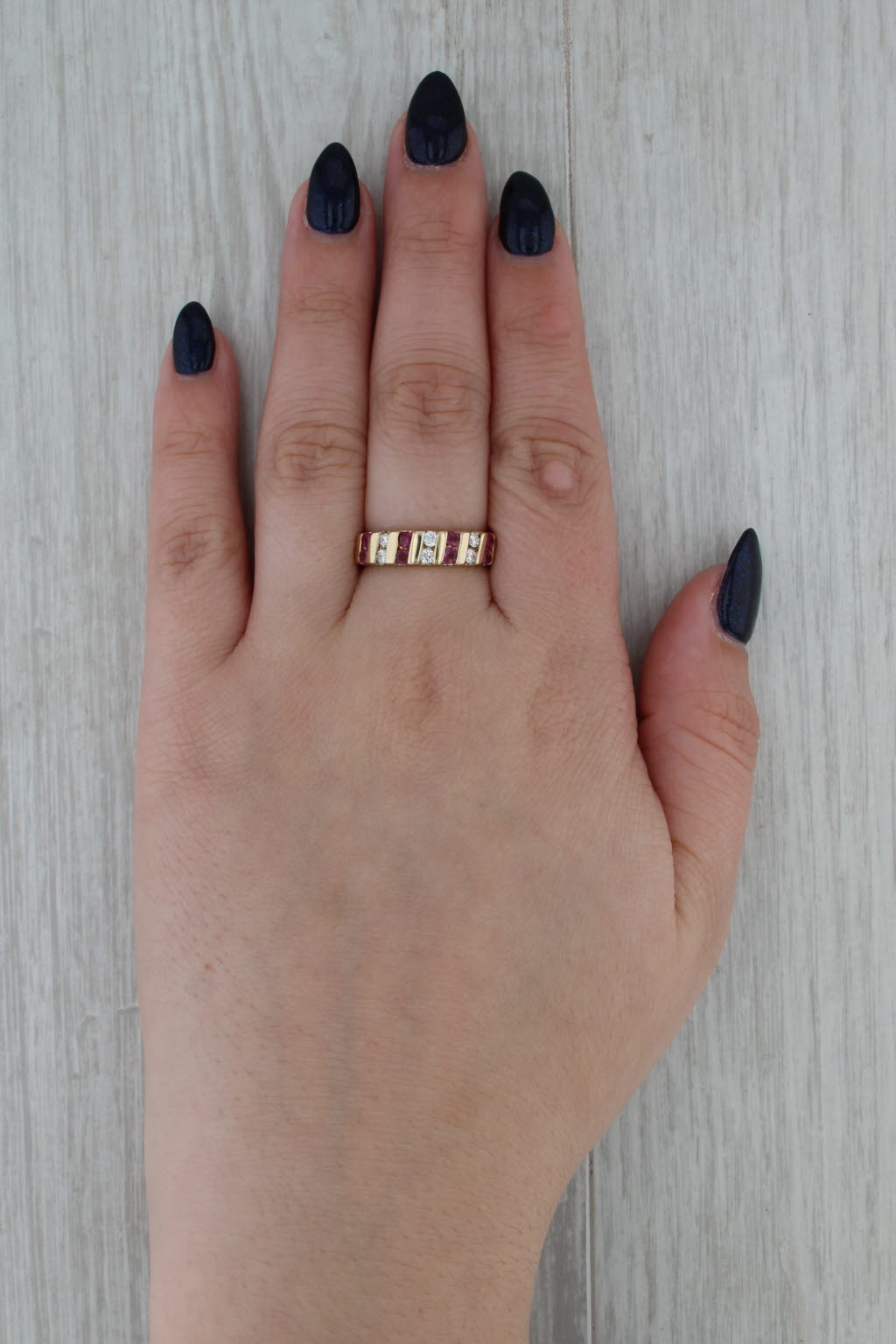 0.74ctw Ruby Diamond Ring 14k Yellow Gold Size 8.25 Stackable