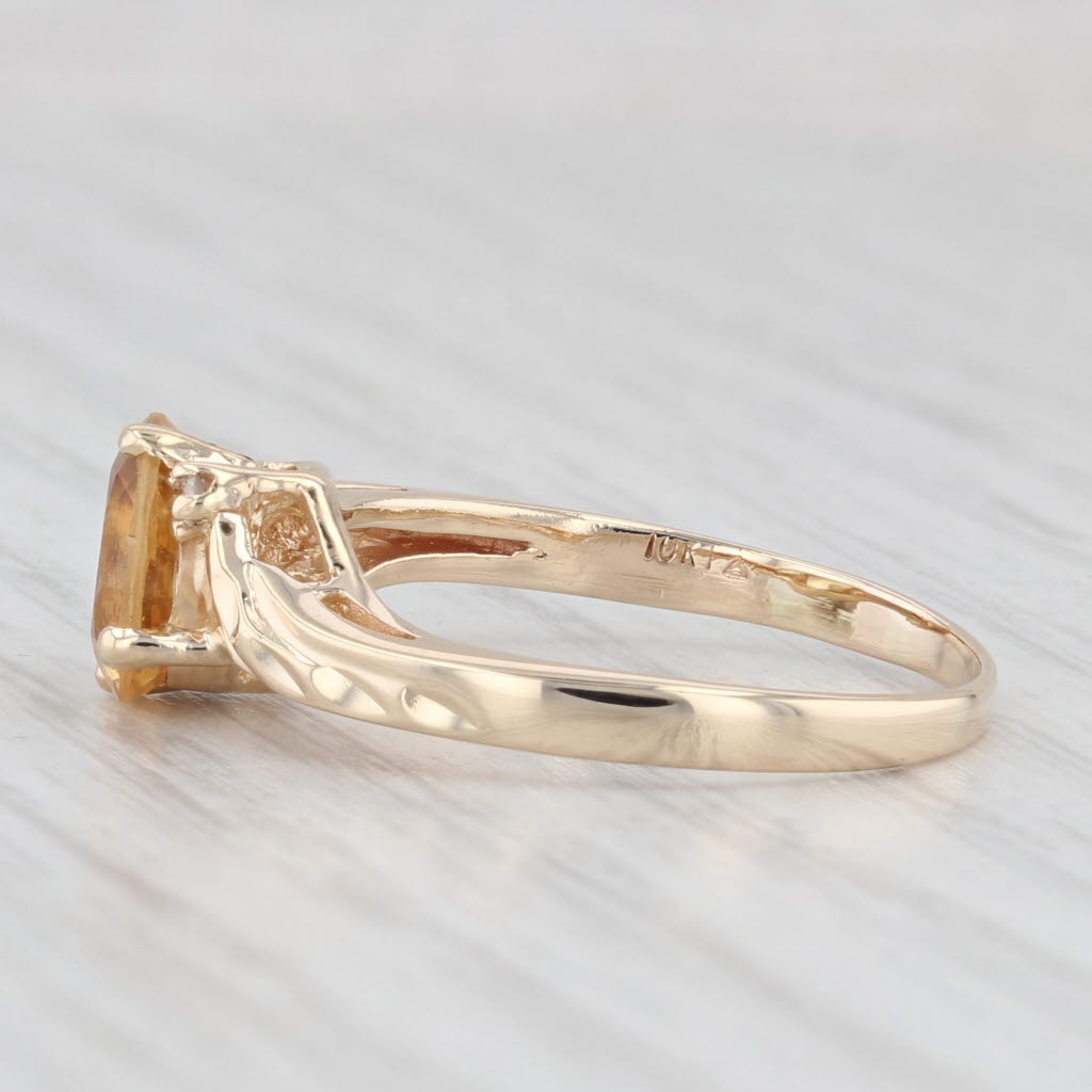 Light Gray 1.11ctw Oval Citrine Diamond Bypass Ring 10k Yellow Gold Size 8
