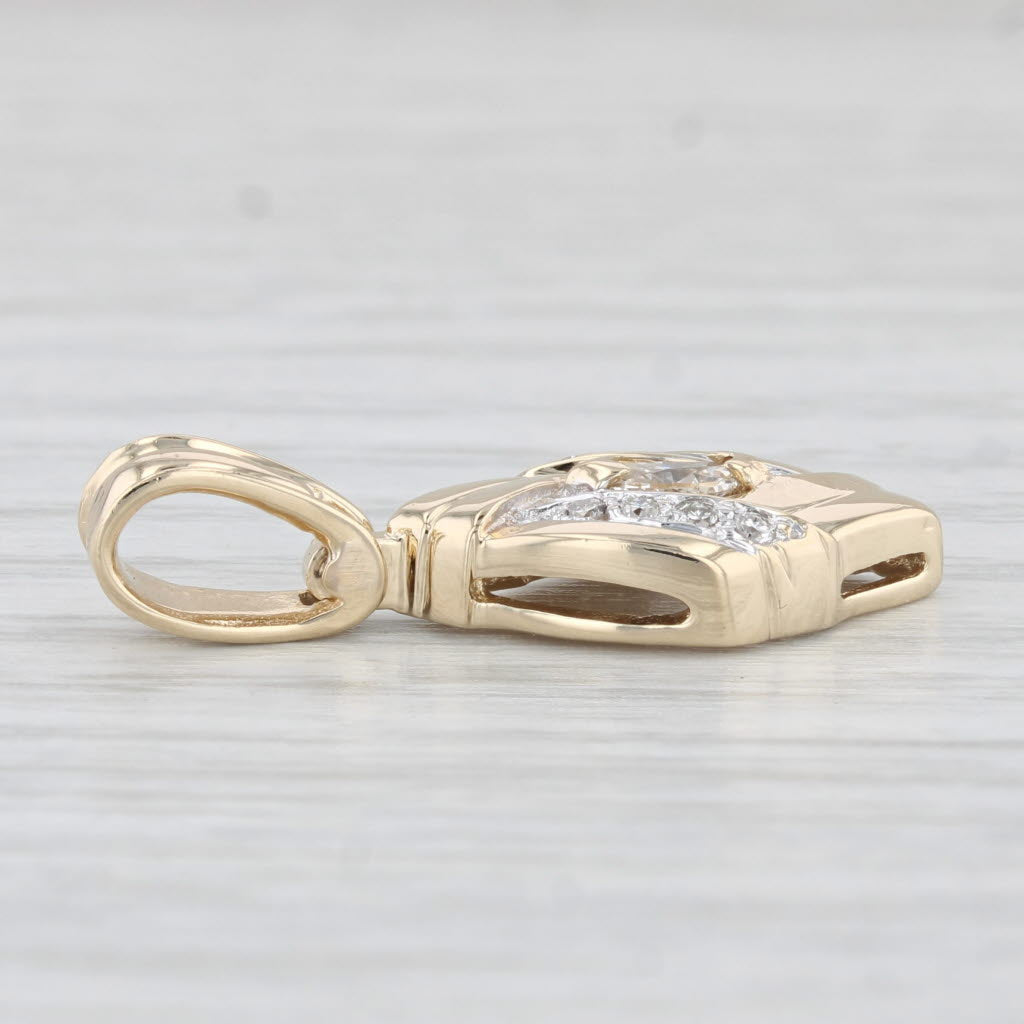 Light Gray 0.23ctw Diamond Drop Pendant 14k Yellow Gold