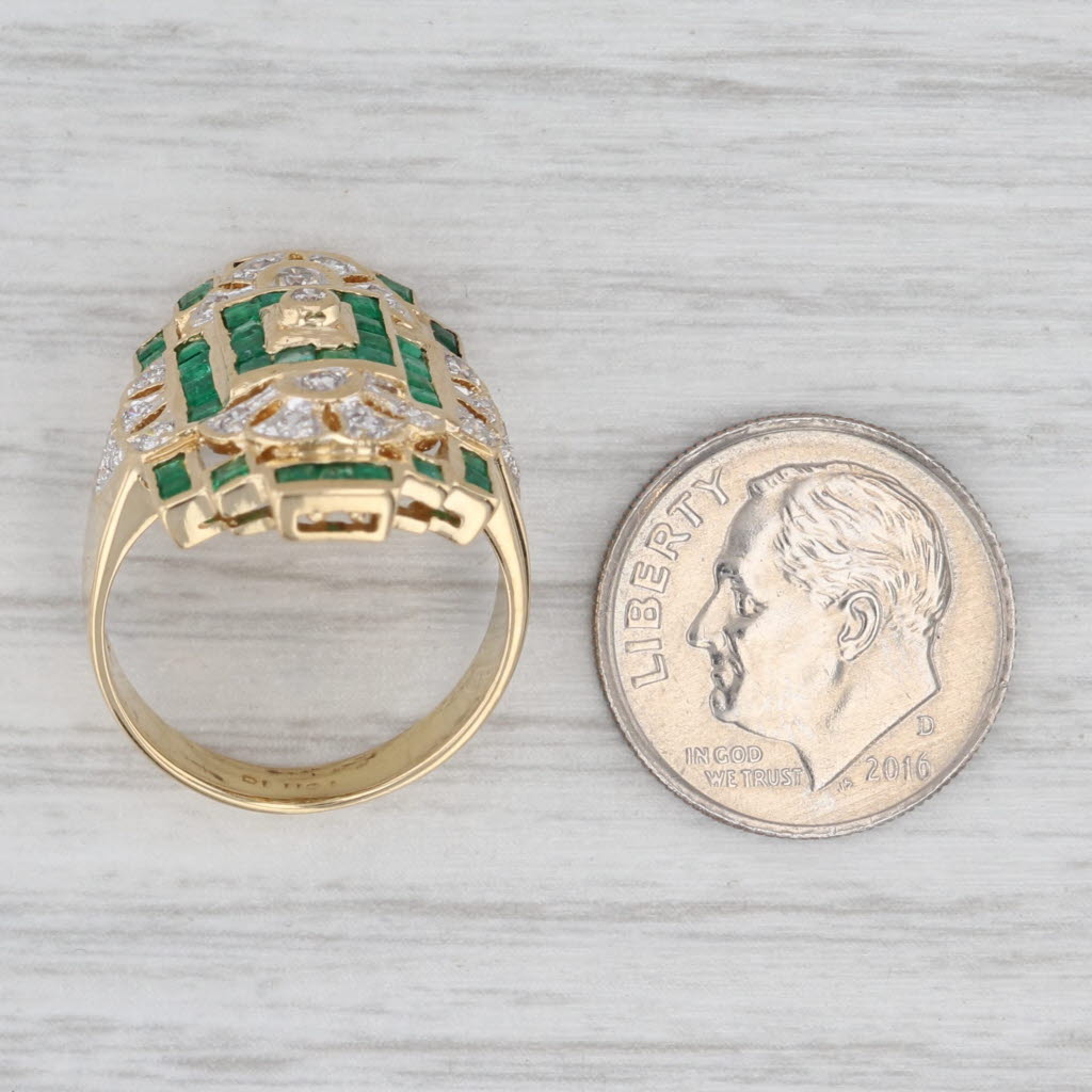 Gray Bellari 0.95ctw Emerald Diamond Ring 18k Yellow Gold Size 6 Vintage Cocktail