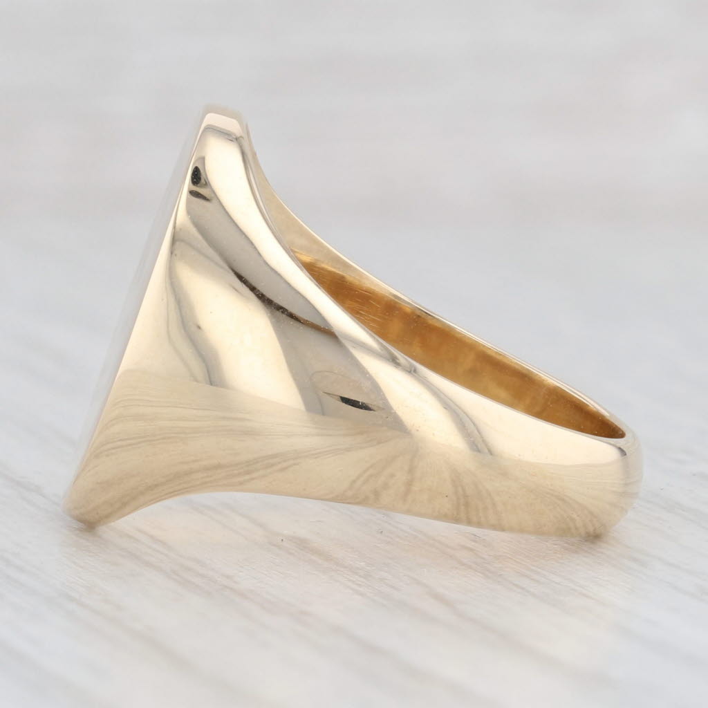 Light Gray Engravable Signet Ring 14k Yellow Gold Size 9.25 Men's Vintage