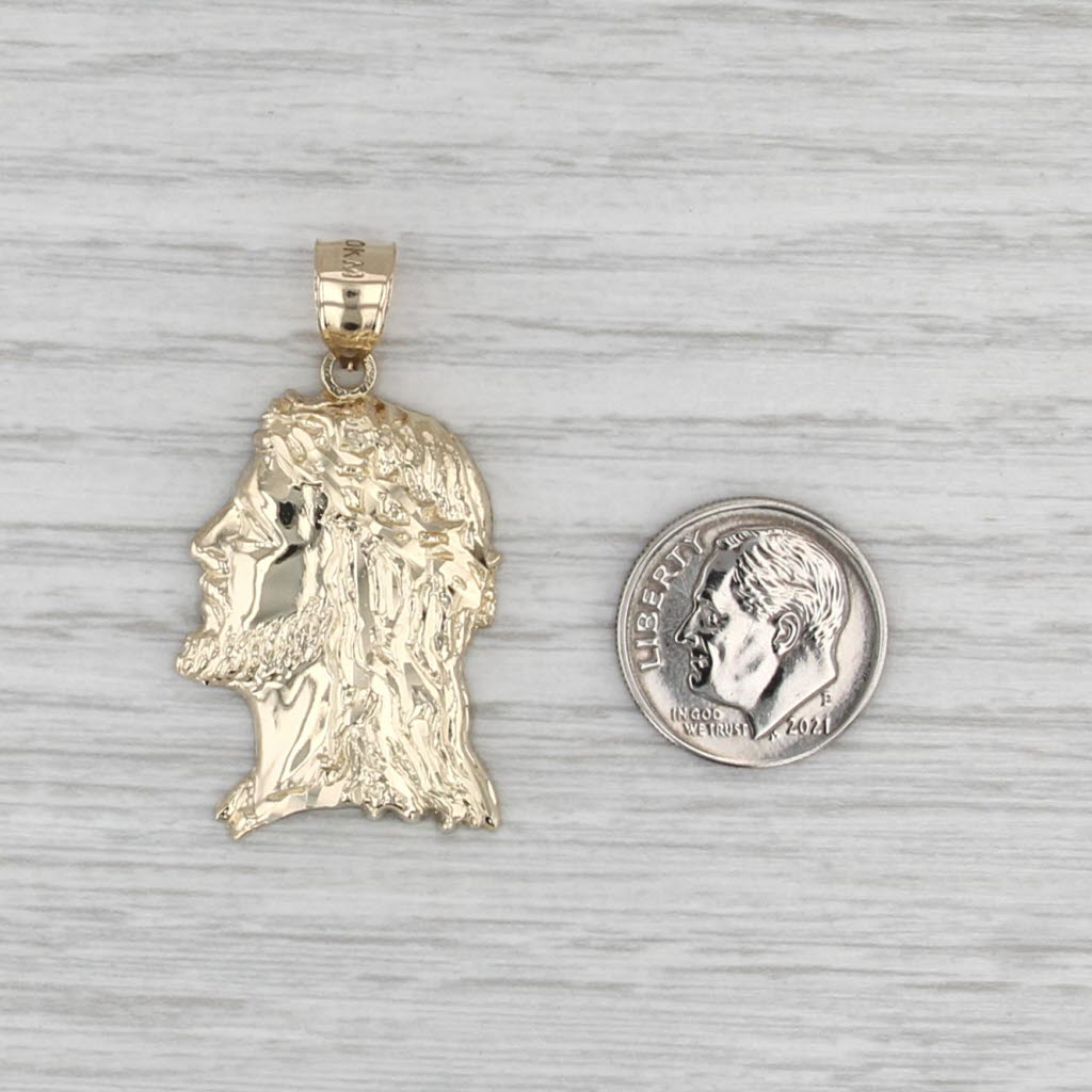 Bust of Jesus Pendant 10k Yellow Gold Figural Religious Statement