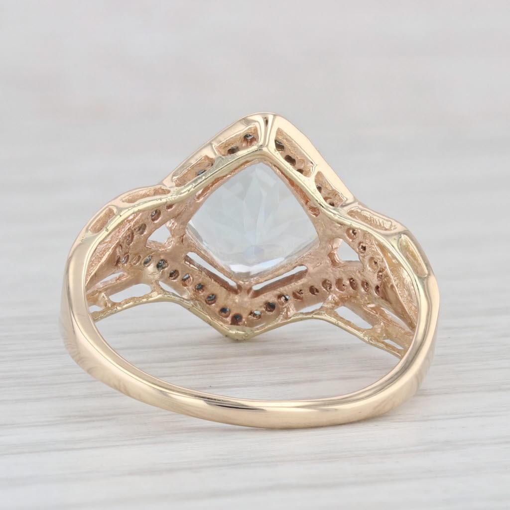 Light Gray 2.40ctw Aquamarine Blue Diamond Ring 14k Yellow Gold Size 9.25 Cocktail