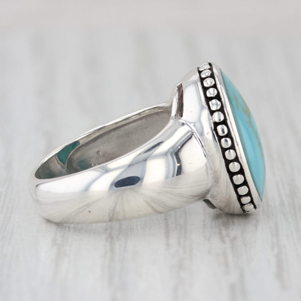 Thae Imitation Turquoise Cabochon Ring Sterling Silver Size 6.5-6.75