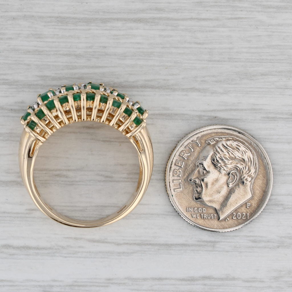 Gray 1.55ctw Emerald Diamond Multiband Ring 10k Yellow Gold Size 7.25 Cocktail