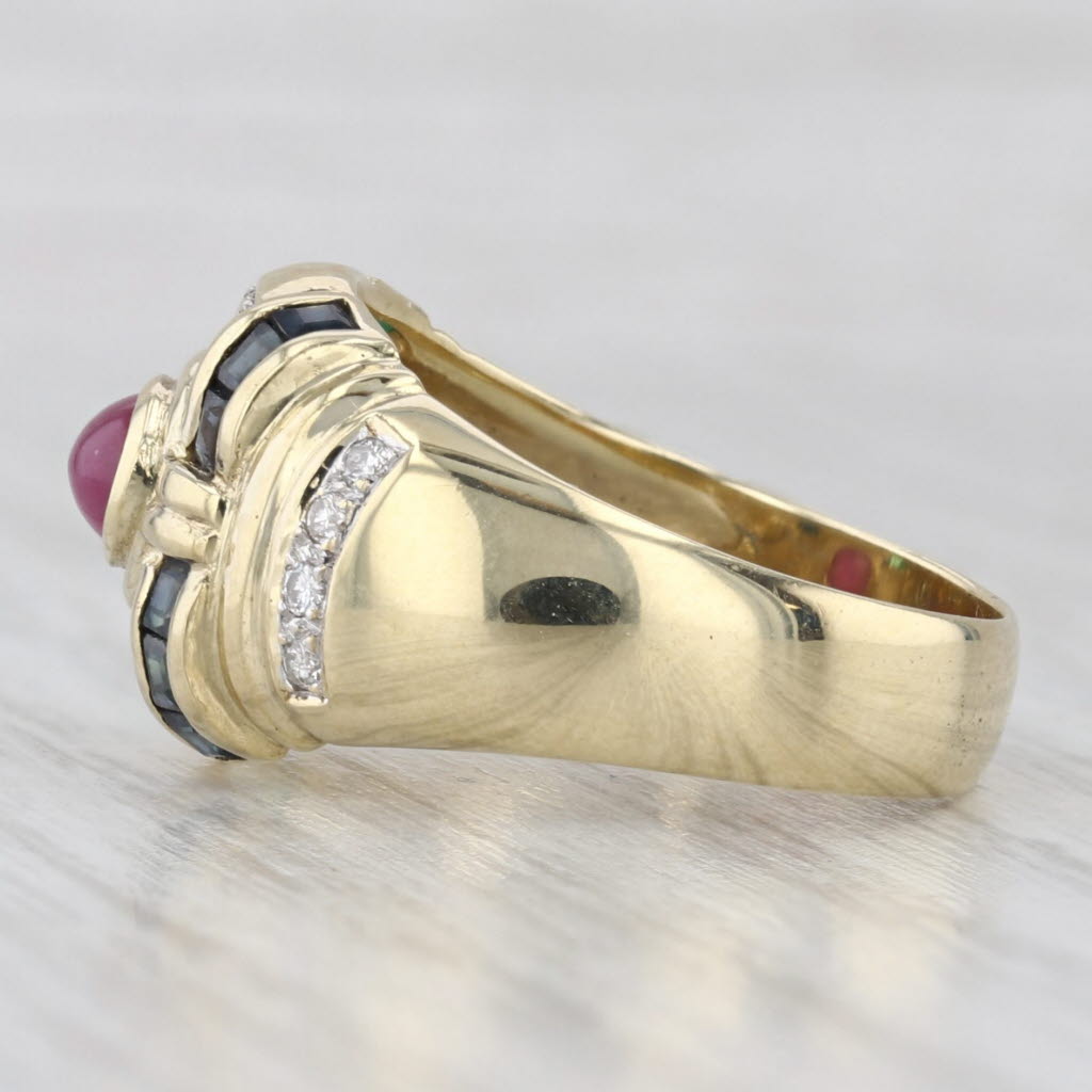 Light Gray 0.56ctw Diamond Ruby Sapphire Emerald Ring 14k Yellow Gold Size 7 Cocktail