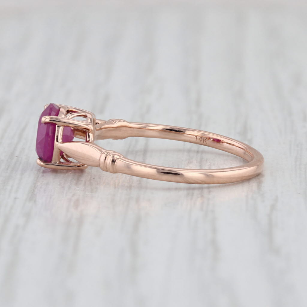 Luxoro 1.50ct Ruby Round Brilliant Solitaire Ring 14k Rose Gold Size 8